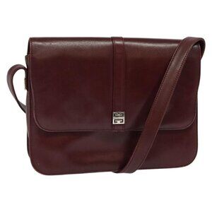 Authentic GIVENCHY Shoulder Bag Leather Bordeaux